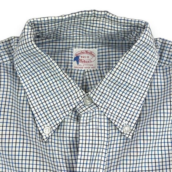 Brooks Brothers Shirt Mens Size‎ 16.5 R Checked Long Sleeve Button Down - Picture 7 of 10